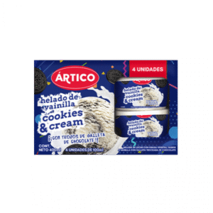 Helado de vainilla con galleta, vaso ÁRTICO 400ml