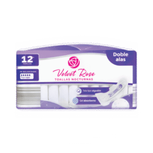 Toallas sanitarias nocturnas VELVET ROSE 12u