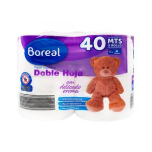 Papel higiénico doble hoja 40m BOREAL 4u $ 1.39 Precio x unidad